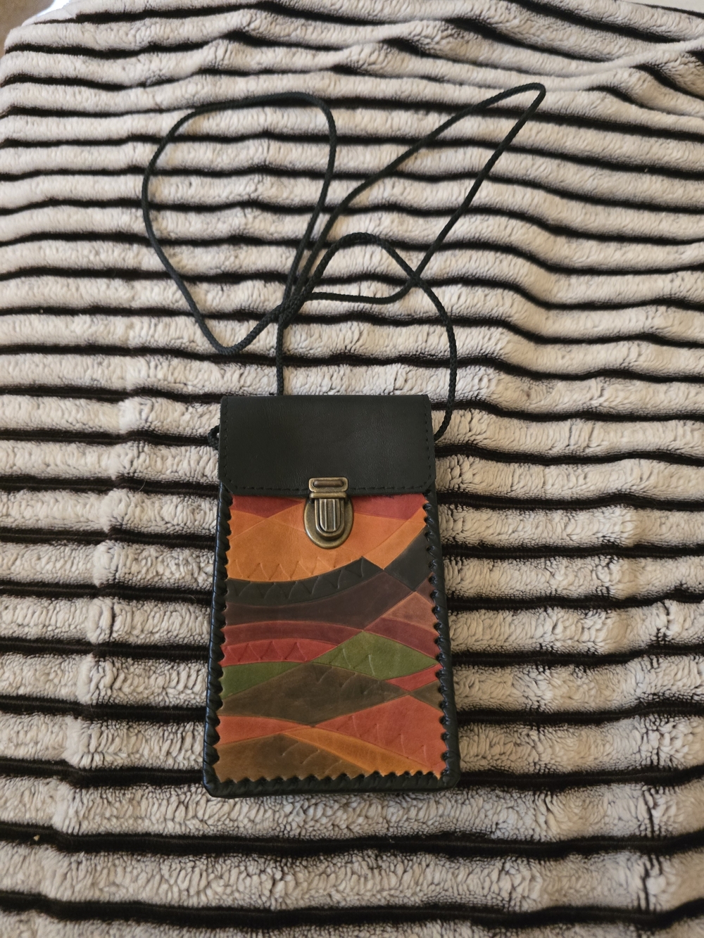 *Vintage* Handcrafted Multicolor Leather Mini Bag with Strap